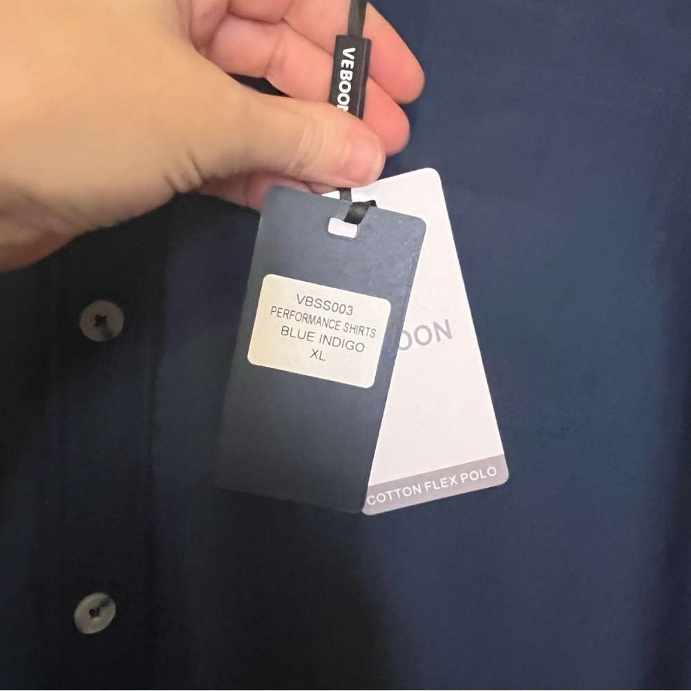 NWT Veboon Navy Blue Short Sleeve Button Down Shirt Men's XL - Picture 4 of 10